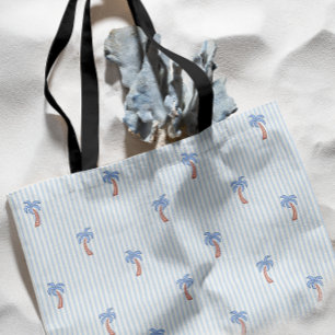 Tote Bag Azulejo Rayures Palmier de la Riviera Côtière