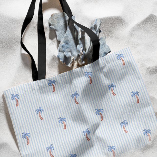 Tote Bag Azulejo Rayures Palmier de la Riviera Côtière (Créateur téléchargé)