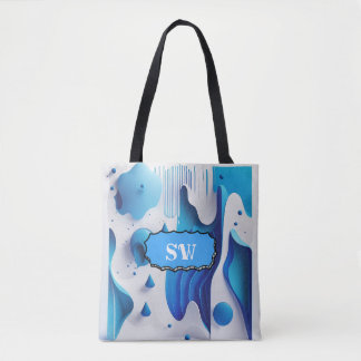 Tote Bag Azure Flow Monogrammed Carry-All Tote