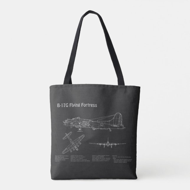 Tote Bag B-17 Forteresse volant - Plan directeur de l'avion (Dos)