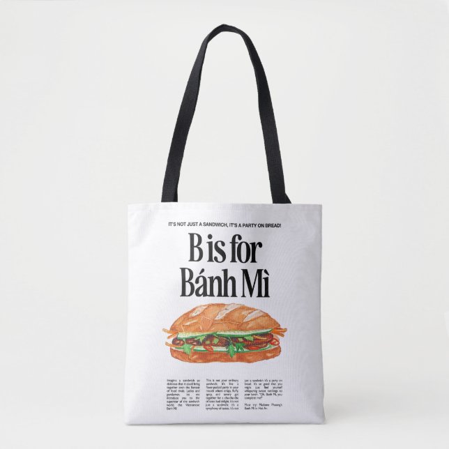 Tote Bag B est pour le sandwich vietnamien Banh Mi (Devant)