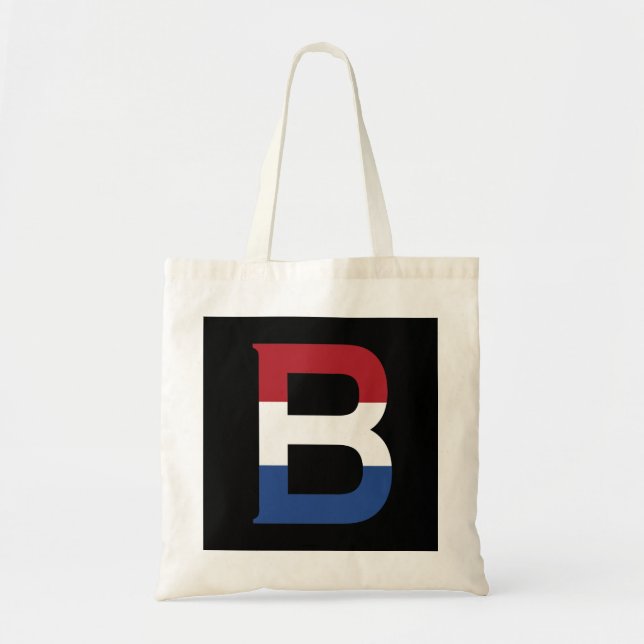 Tote Bag B Monogramme superposé sur le drapeau NLD sur bk b (Devant)