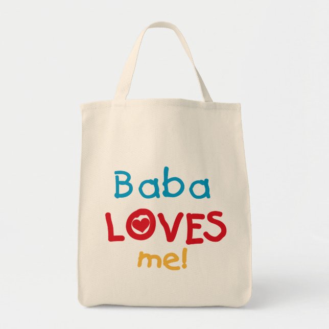 Tote Bag Baba aime mes t-shirts et cadeaux (Devant)