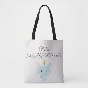 Tote Bag Baby Elephant, Couronne d'or - Bonjour magnifique