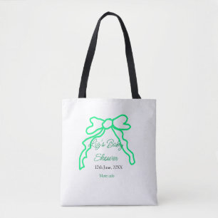 Tote Bag Baby shower à griffes arc vert ajouter nom date mo