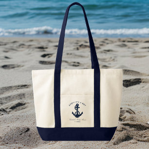 Tote Bag Baby shower Ancre bleu marine Personnalisé