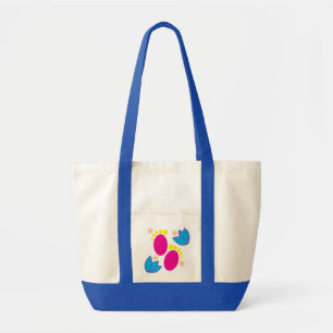 Tote Bag Baby Shower Bébé Fille Pieds de Bébé Floral Coloré