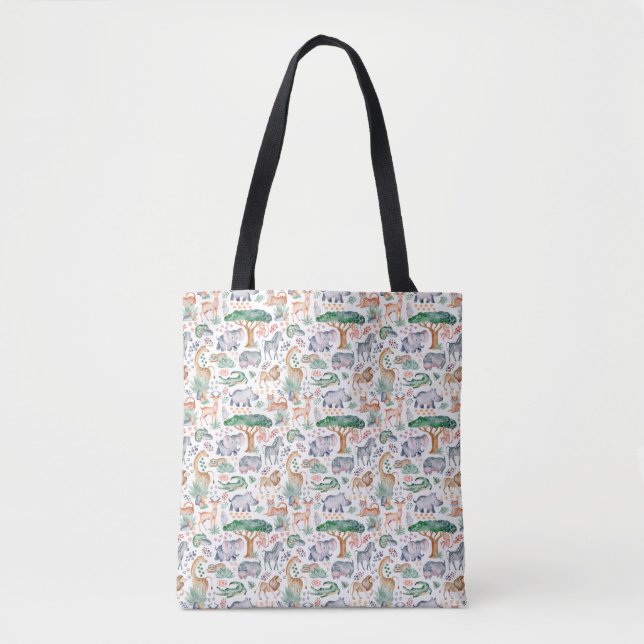 Tote Bag Baby shower des animaux de Safari de la Jungle tro (Devant)