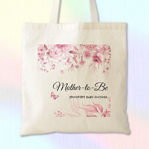 Tote Bag Baby-Shower Fleurs d'Art Élégantes et Roses sur Me