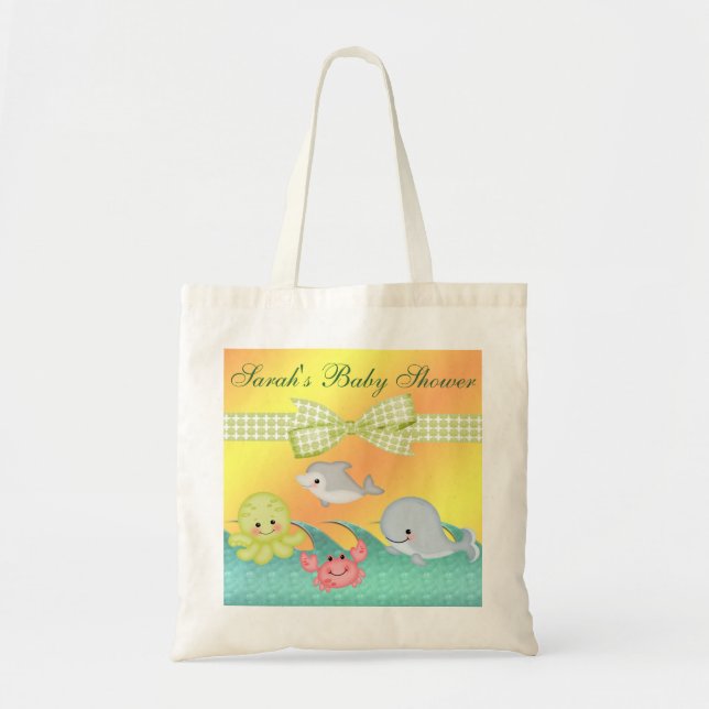 Tote Bag Baby shower gai de créatures de mer de bébé (Devant)
