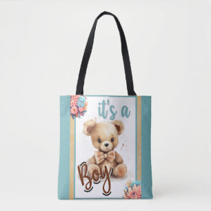 Tote Bag Baby shower Ours Bleu Boho