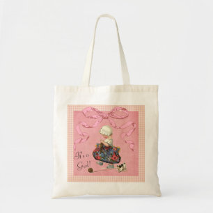 Tote Bag Baby shower vintage personnalisé de fille de mode