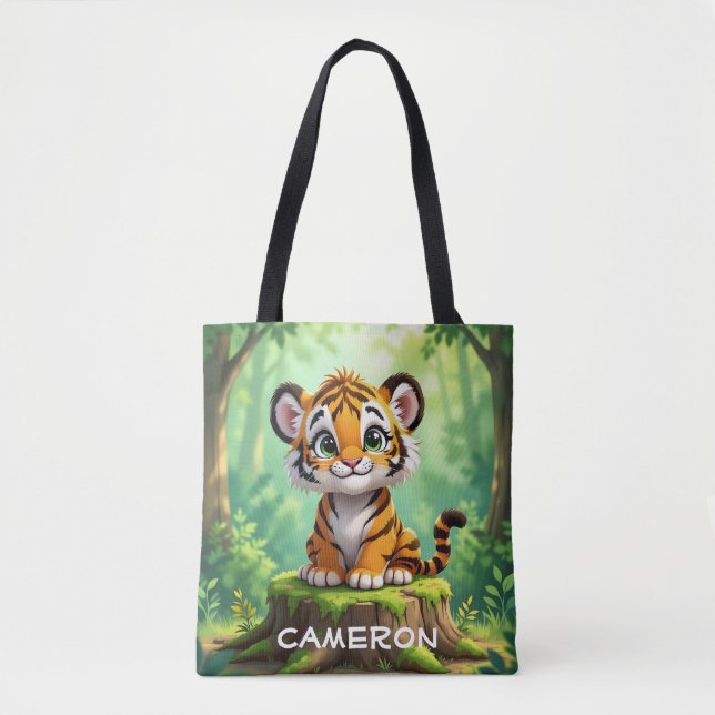 Tote Bag Baby Tiger | Cute Cartoon Kid's Nursery Art (Devant)