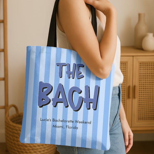 Tote Bag Bach Blue Stripes Bachelorette Party (The Bach Bridesmaid Tote Bag)