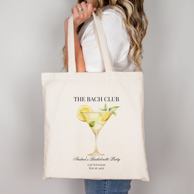Tote Bag Bach Social Club Lemon Cocktail Bridesmaid (Créateur téléchargé)