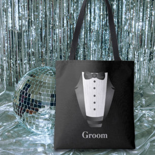 Tote Bag Bachelor Party Groomsman Team Groom black tuxedo