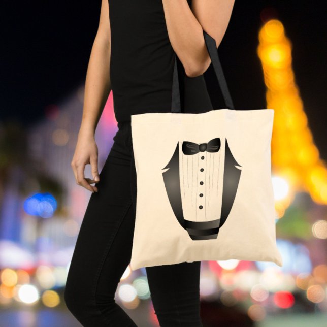 Tote Bag Bachelor Party Groomsman Team Groom black tuxedo (Bachelor Party Groomsman Team Groom black tuxedo Tote Bag)