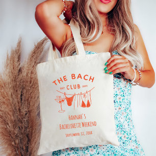 Tote Bag Bachelorette à cocktail orange tiré à la main