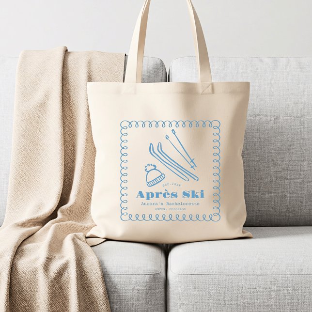 Tote Bag Bachelorette D'Hiver Après-Ski Bleu À Main (Créateur téléchargé)