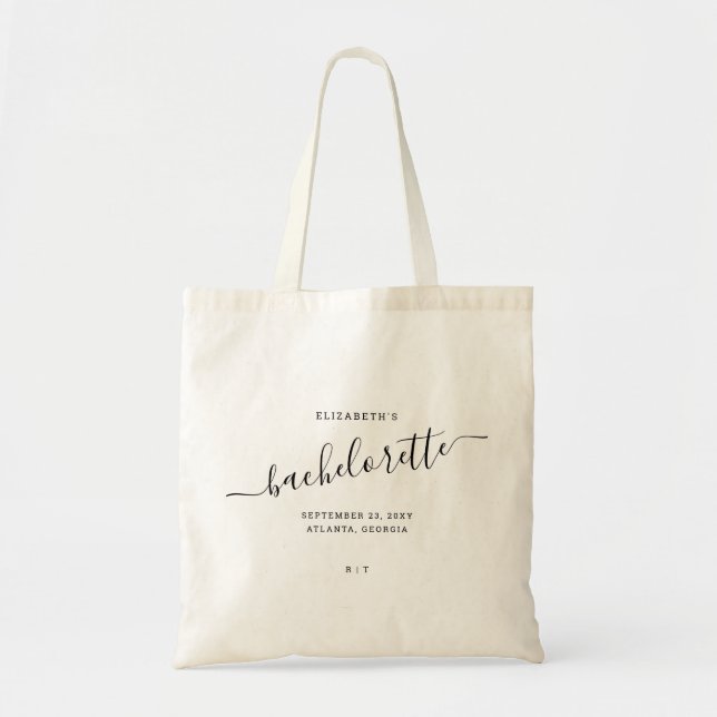 Tote Bag Bachelorette Moderne Minimal Script tendance Perso (Devant)