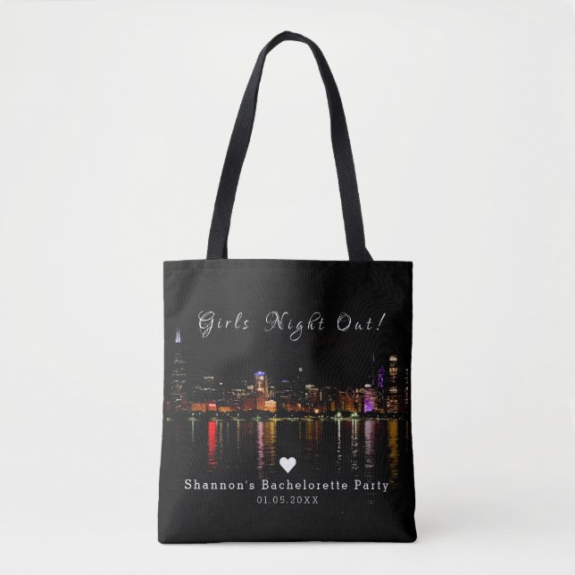 Tote Bag Bachelorette personnalisée Chicago Skyline (Devant)