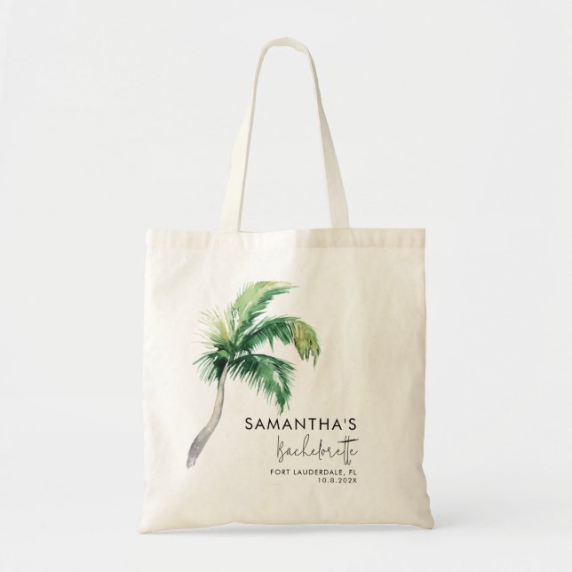 Tote Bag Bachelorette Personnalisée Palm Tree Tropical (Devant)