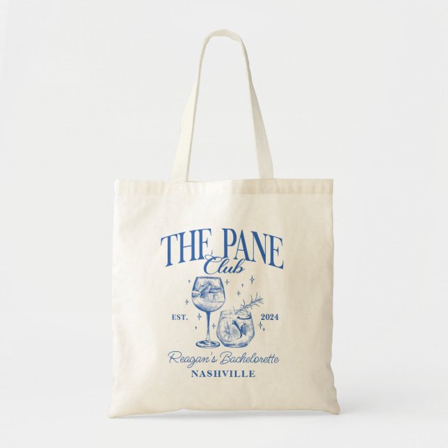 Tote Bag Bachelorette personnalisée Retro Cocktail bleu (Devant)