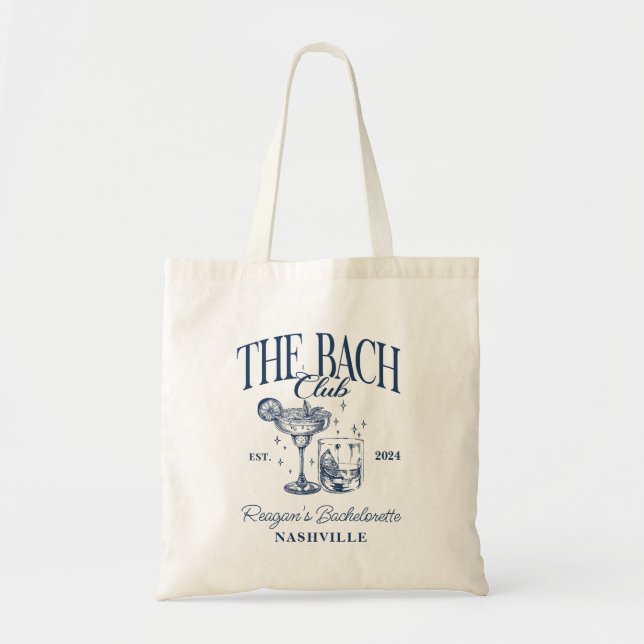Tote Bag Bachelorette personnalisée Retro Cocktail Gris (Devant)