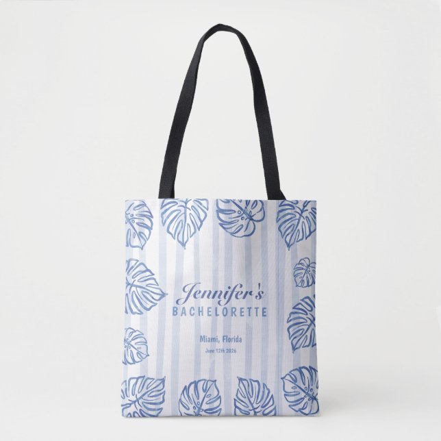 Tote Bag BACHELORETTE pinstripe Beach theme  (Devant)