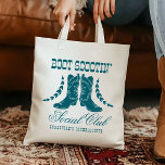 Tote Bag Bachelorette Turquoise rose<br><div class="desc">Fêtez votre week-end de bachelorette avec style avec notre Sac fourre-tout de club social Light Pink Turquoise Cowgirl. Doté d'une "esthétique de club social" branchée avec des bottes de cowgirl et une typographie ludique, ce design est parfait pour les week-ends de bachelorette à Nashville, Austin, ou toute destination. La palette...</div>