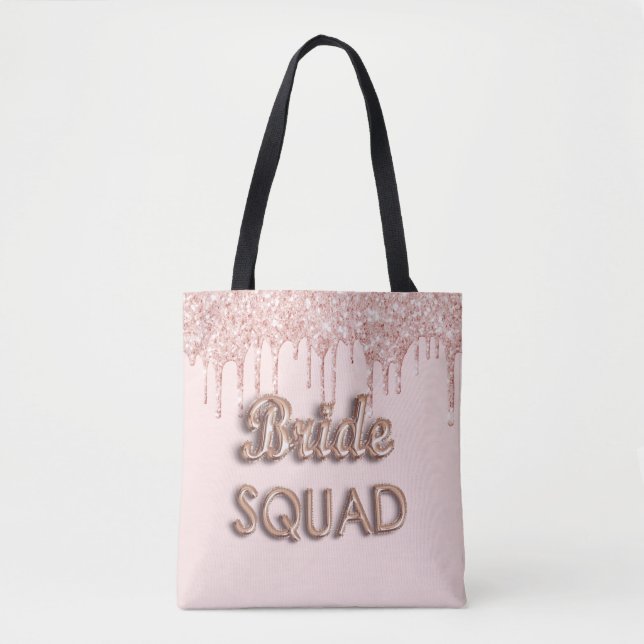 Tote Bag Bachelotette rose parties scintillant rose or (Devant)