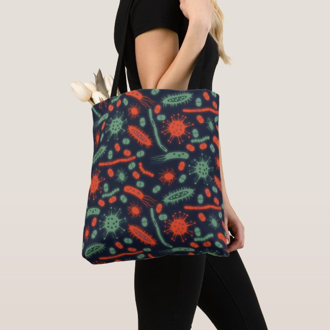 Tote Bag Bactérie lumineuse Microorganisme vert rouge (De près)