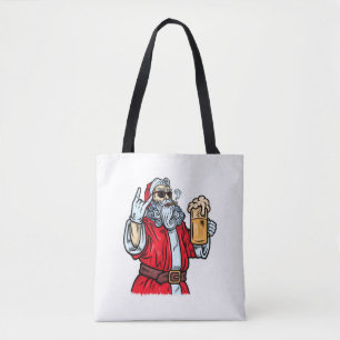 Tote Bag Bad Père Noël, Rock, Bière et Cigar