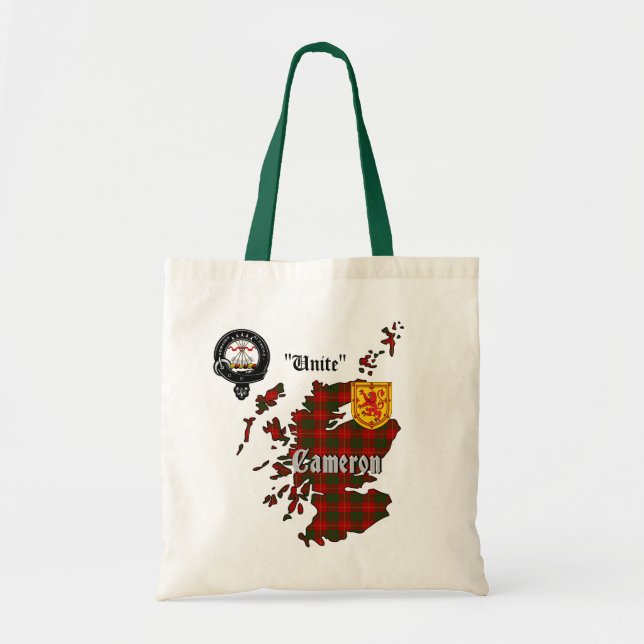 Tote Bag Badge de clan Cameron & Tartan (Devant)