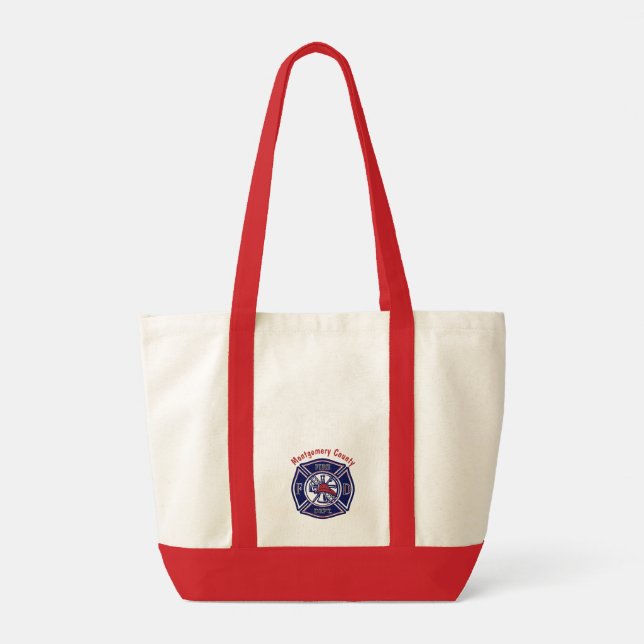 Tote Bag Badge de pompier bleu personnalisé  (Dos)