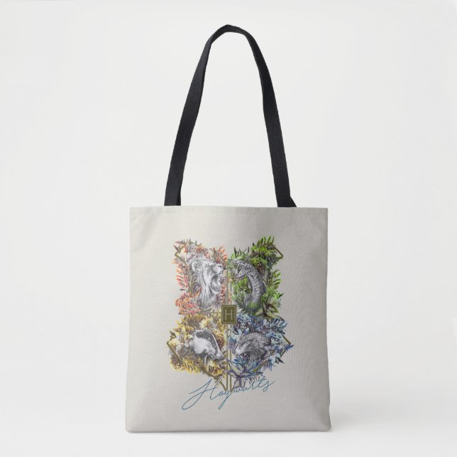 Tote Bag Badge HOGWARTS™ Floral Graphic (Devant)