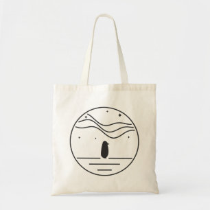 Tote Bag Badge Minimaliste Manchot Sous Lumières Polaires