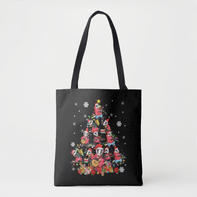 Tote Bag Badger Christmas Tree mignon Noël Light Père Noël  (Devant)