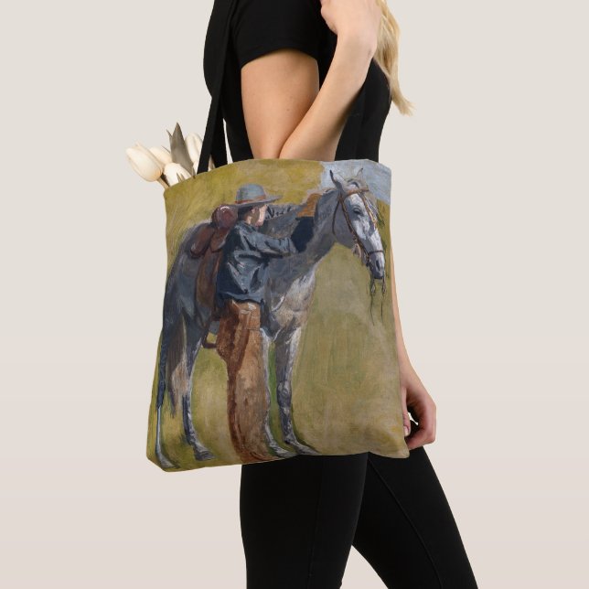 Tote Bag Badlands américains : Vieux West Cowboy avec cheva (De près)