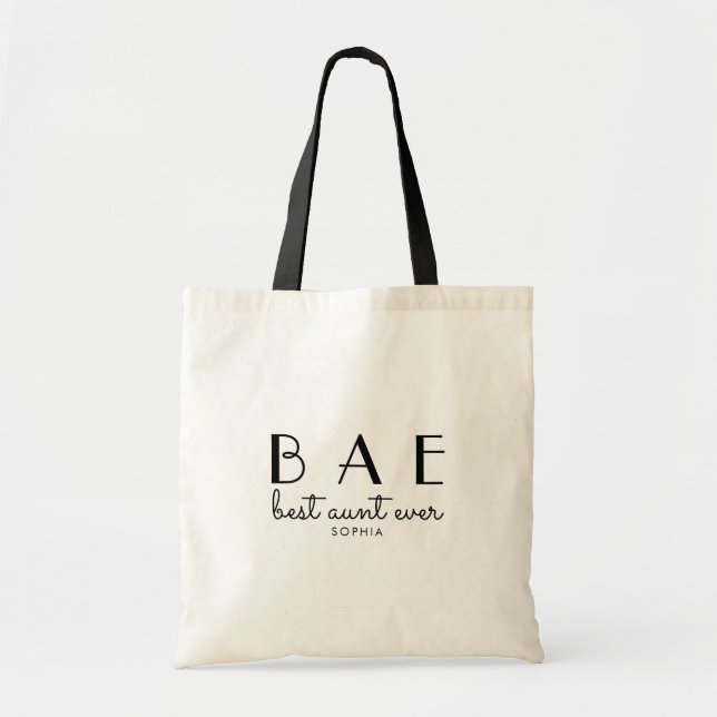 Tote Bag BAE | Meilleure Tante Jamais Moderne Simple Script (Devant)