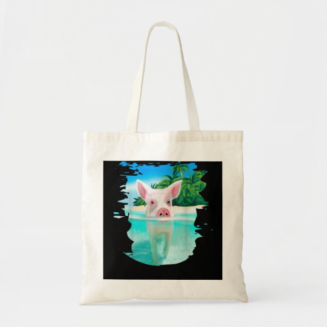 Tote Bag Bahamas Pigs de natation Pig nage plage vacances (Devant)