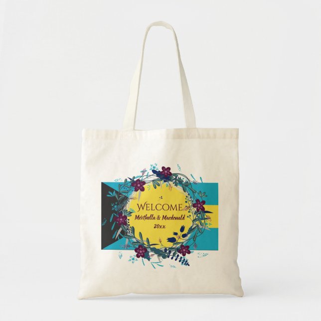 Tote Bag BAHAMAS WEDDING WELCOME Destination Floral (Devant)