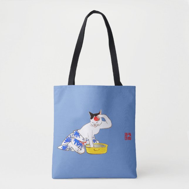 Tote Bag Bain de chat japonais humoristique I (Devant)