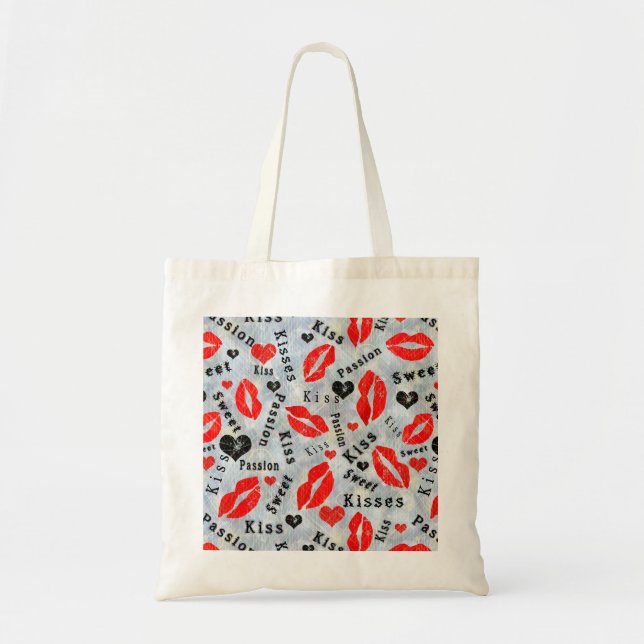 Tote Bag Baiser, lèvres rouges. (Devant)