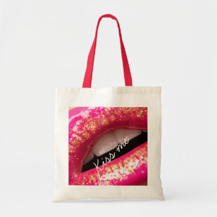 Tote Bag baiser moi aimer lèvres rouge à lèvres arrière - p
