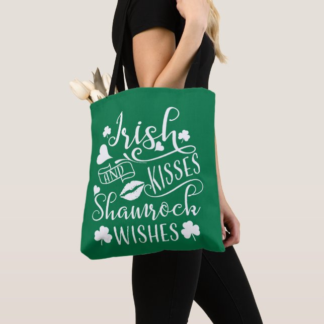 Tote Bag Baisers irlandais et souhaits Shamrocks (De près)