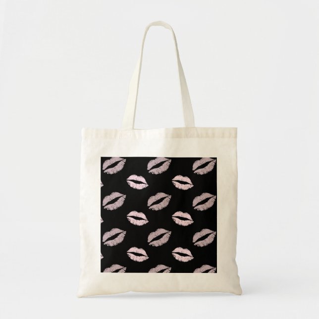 Tote Bag Baisers Rose Argenté (Devant)