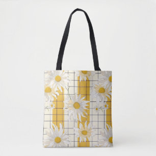 Tote Bag Baisson blanc sur Arrière - plan de grille rayée j
