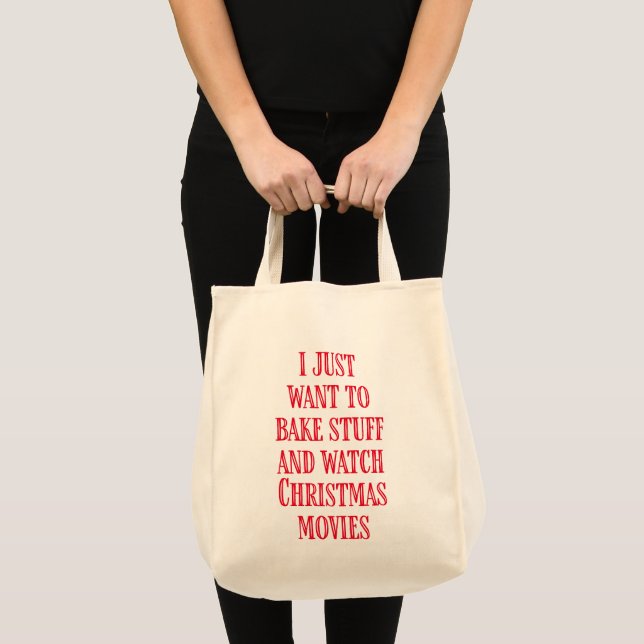 Tote Bag Baking De Noël Drôle Dit Rustique Rouge (Devant (produit))