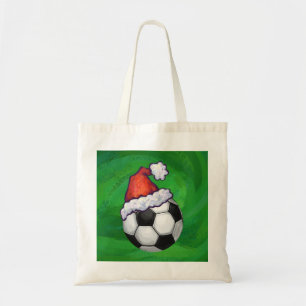 Tote Bag Bal de football Santa Chapeau sur Vert